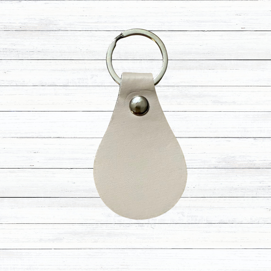 Custom Engraved Faux Leather Teardrop Keychain | 6 Color Options