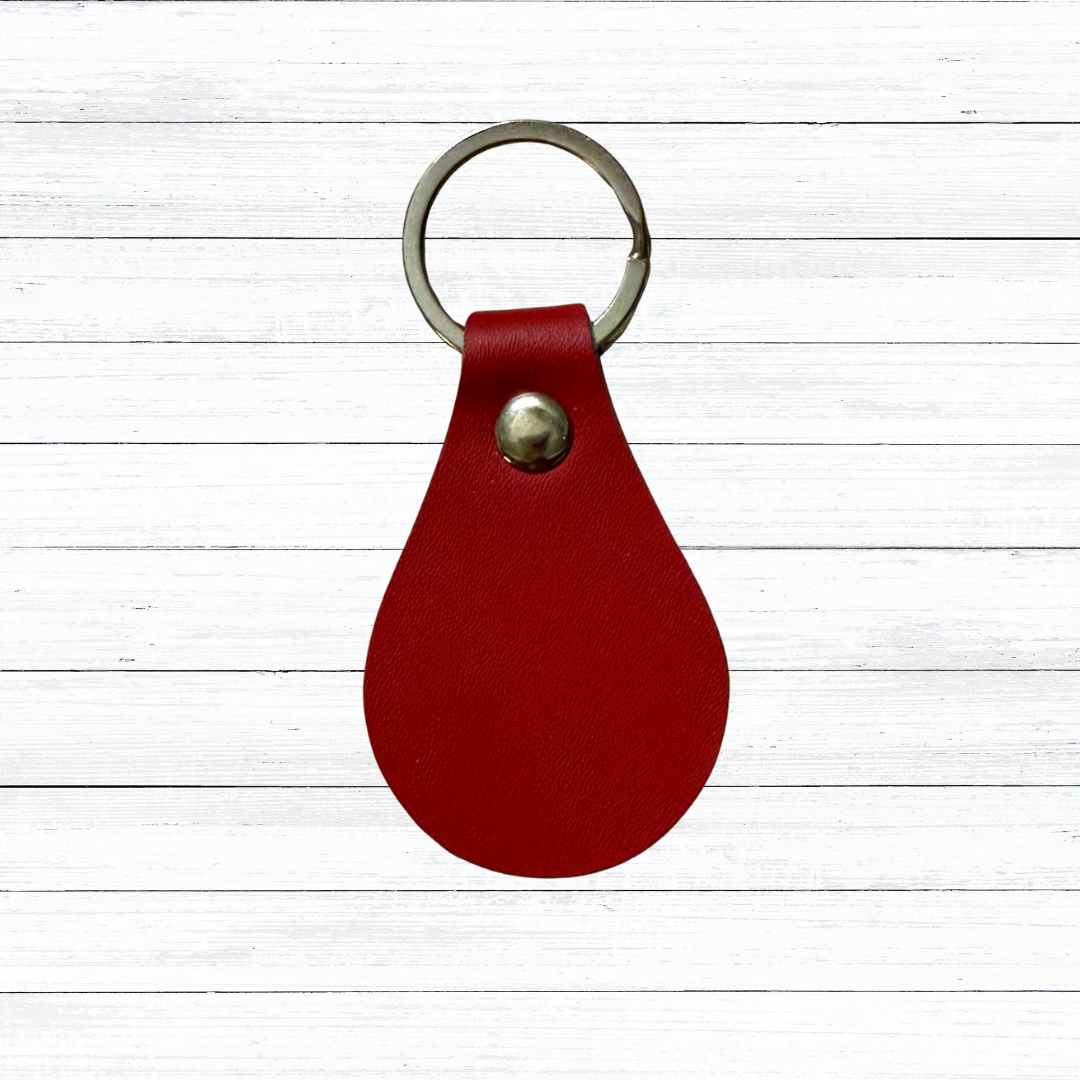 Custom Engraved Faux Leather Teardrop Keychain | 6 Color Options