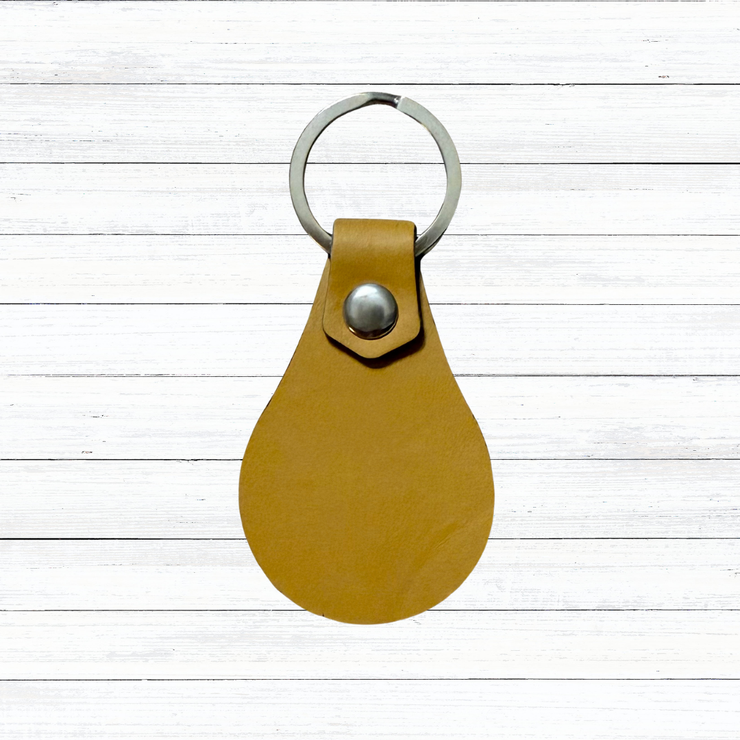 Custom Engraved Faux Leather Teardrop Keychain | 6 Color Options