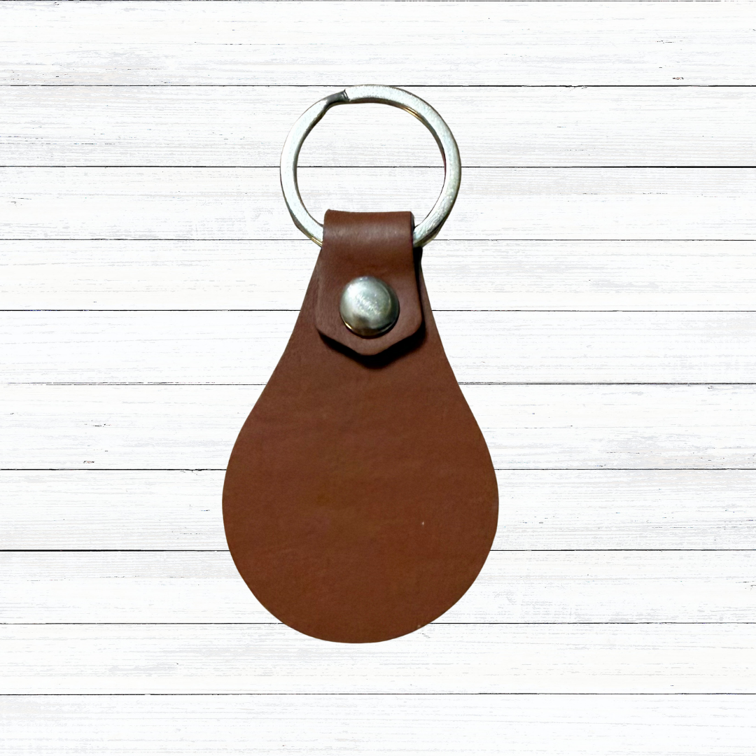 Custom Engraved Faux Leather Teardrop Keychain | 6 Color Options
