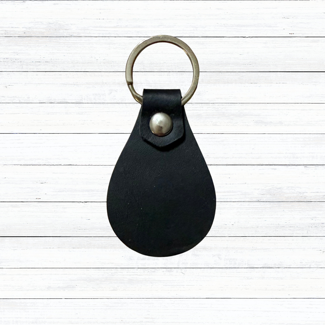 Custom Engraved Faux Leather Teardrop Keychain | 6 Color Options