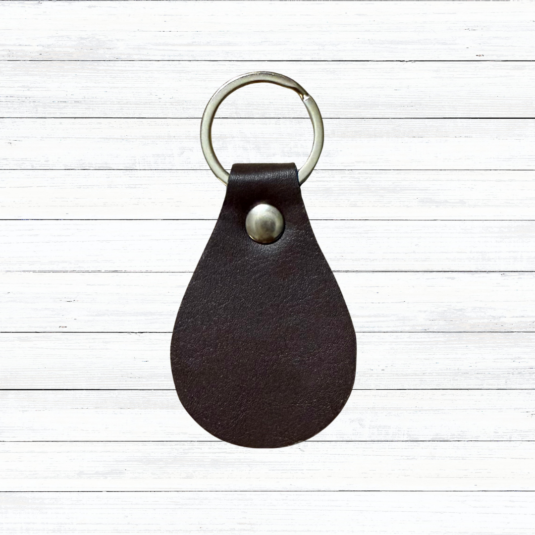 Custom Engraved Faux Leather Teardrop Keychain | 6 Color Options
