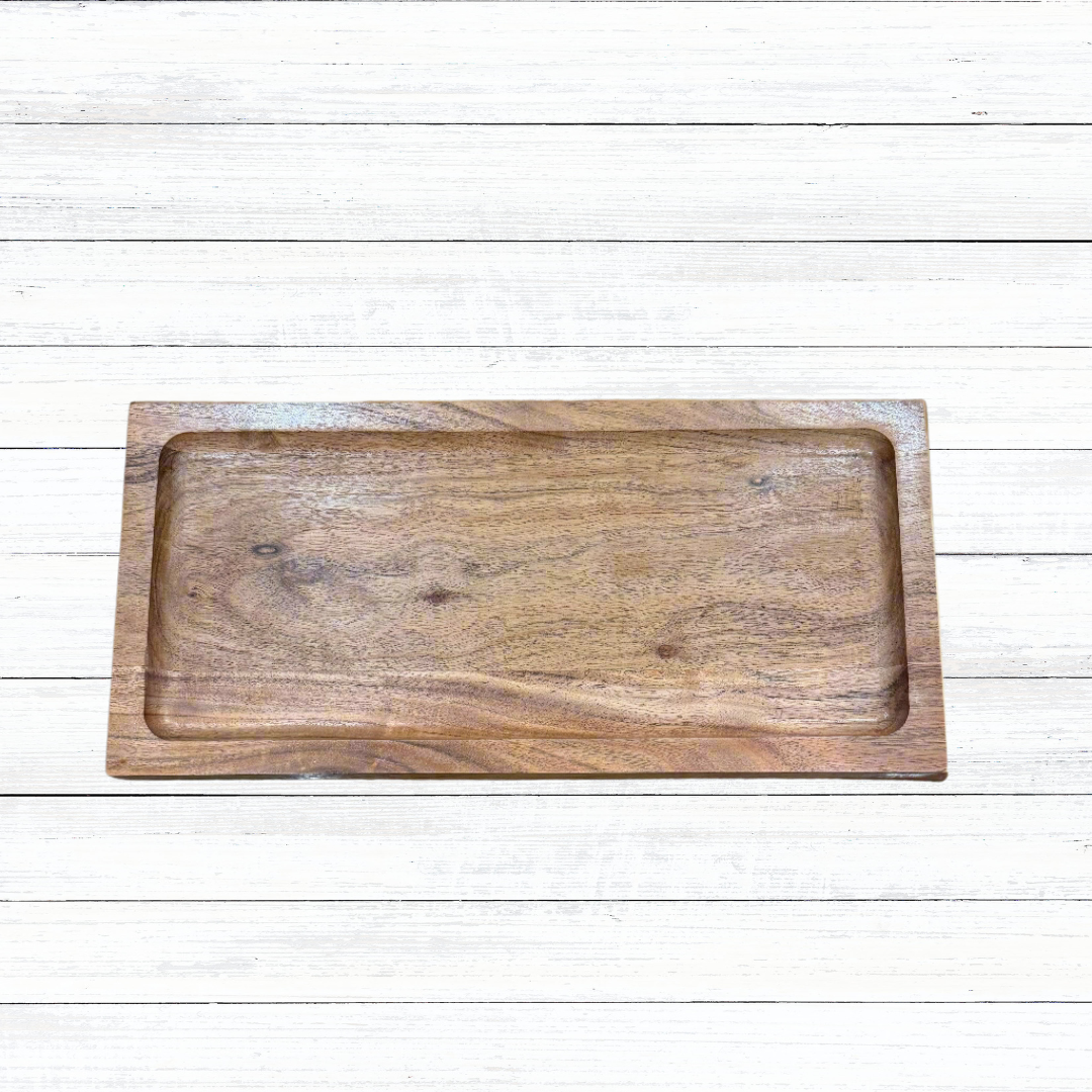 Custom Engraved Raised Acacia Wood Tray with Feet