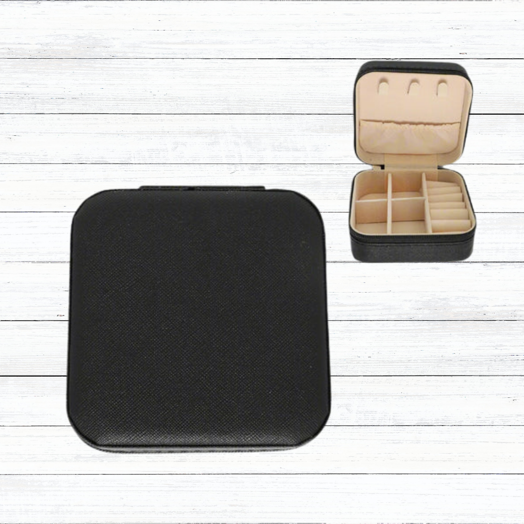 Personalized Monochromatic PU Leather Travel Jewelry Box | 5 Color Options