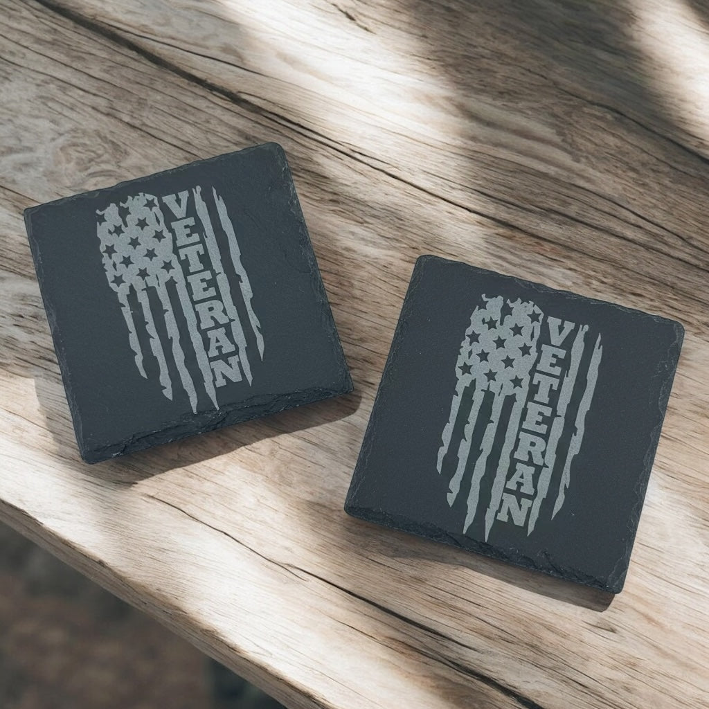 Custom Engraved Slate Coasters | Set of 2