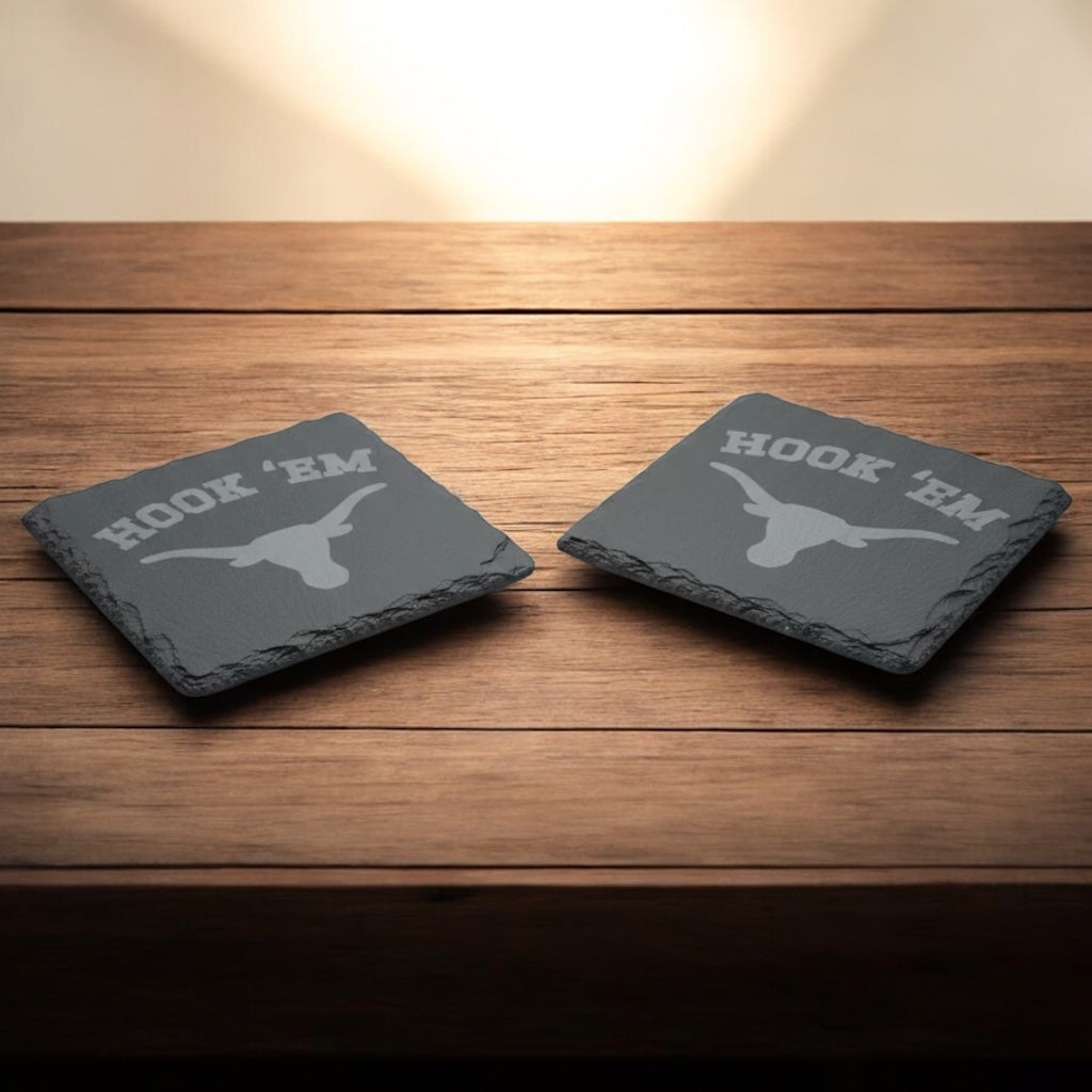 Custom Engraved Slate Coasters | Set of 2