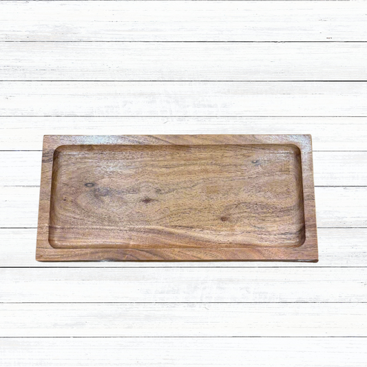 Custom Engraved Raised Acacia Wood Tray with Feet