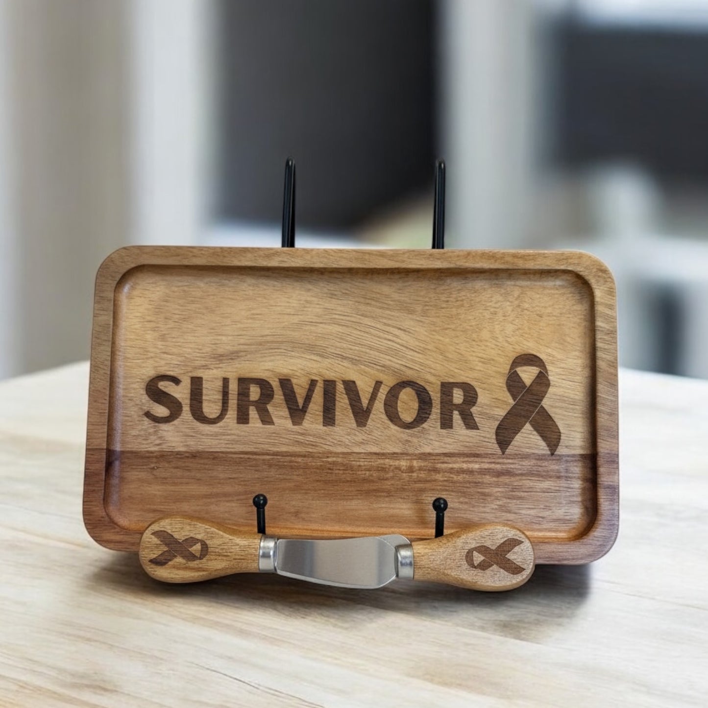 Custom Engraved Wooden Cheeseboard Sets | Includes Fork & Knife | 10x6 Inches