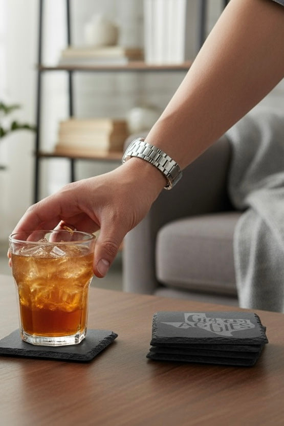 Custom Engraved Slate Coasters | Set of 2