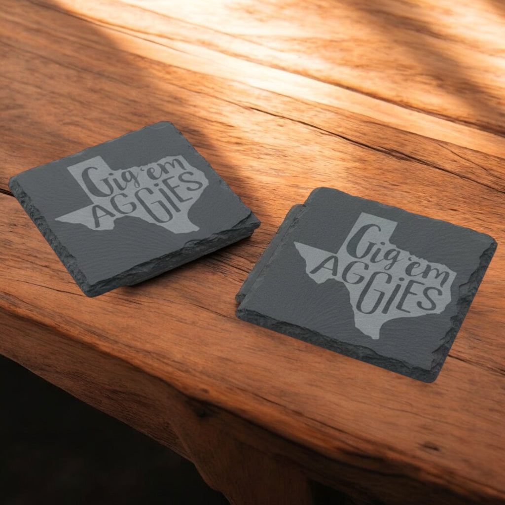 Custom Engraved Slate Coasters | Set of 2