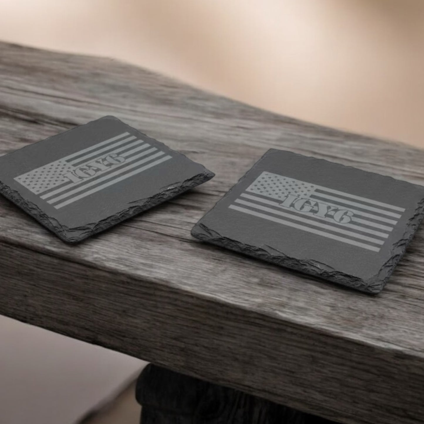 Custom Engraved Slate Coasters | Set of 2