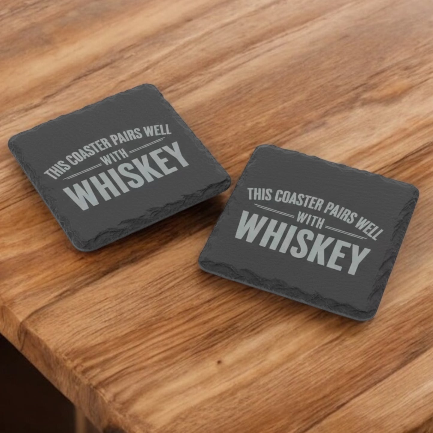 Custom Engraved Slate Coasters | Set of 2
