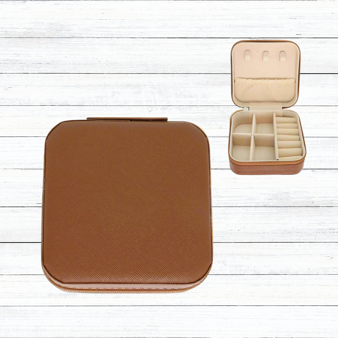Personalized Monochromatic PU Leather Travel Jewelry Box | 5 Color Options