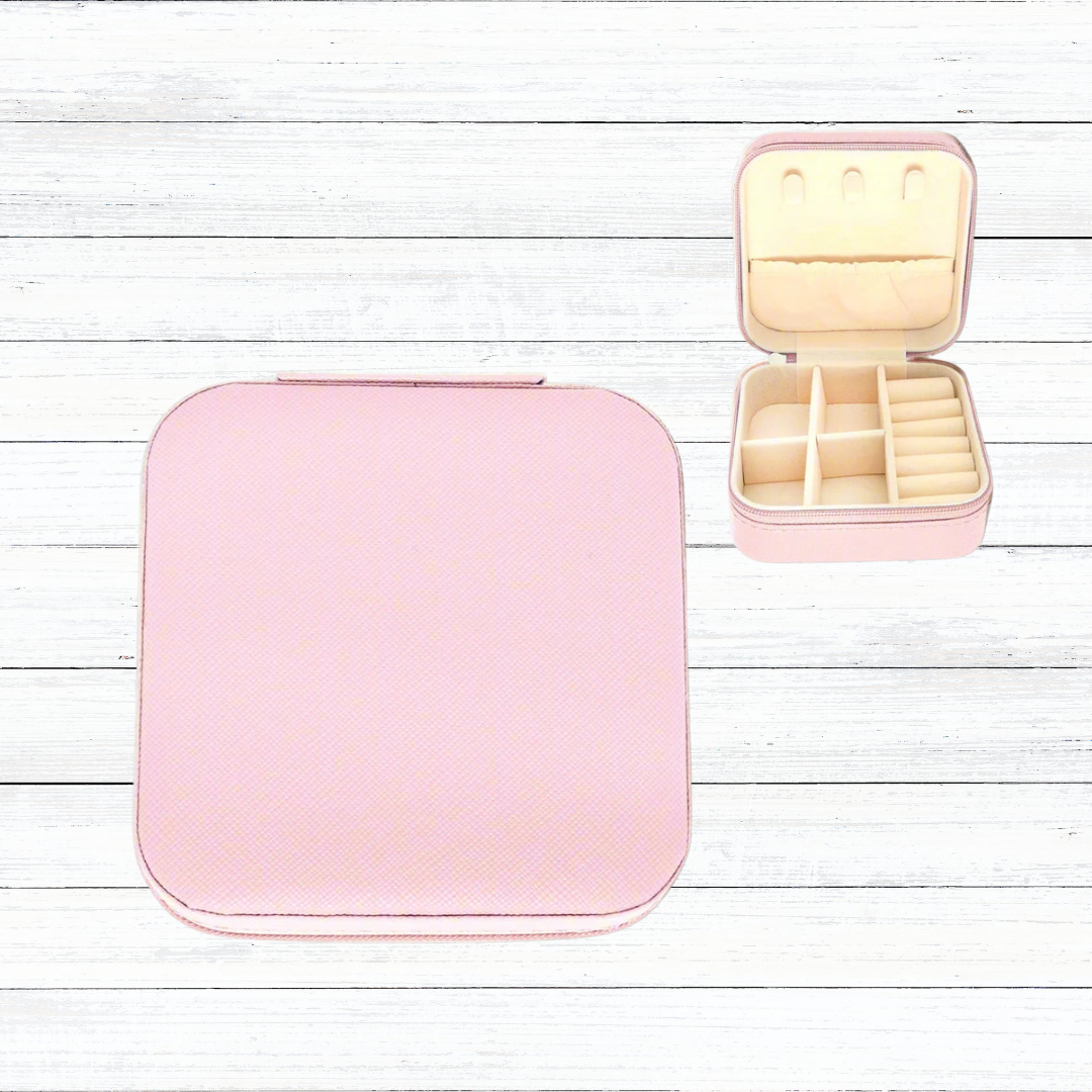 Personalized Monochromatic PU Leather Travel Jewelry Box | 5 Color Options