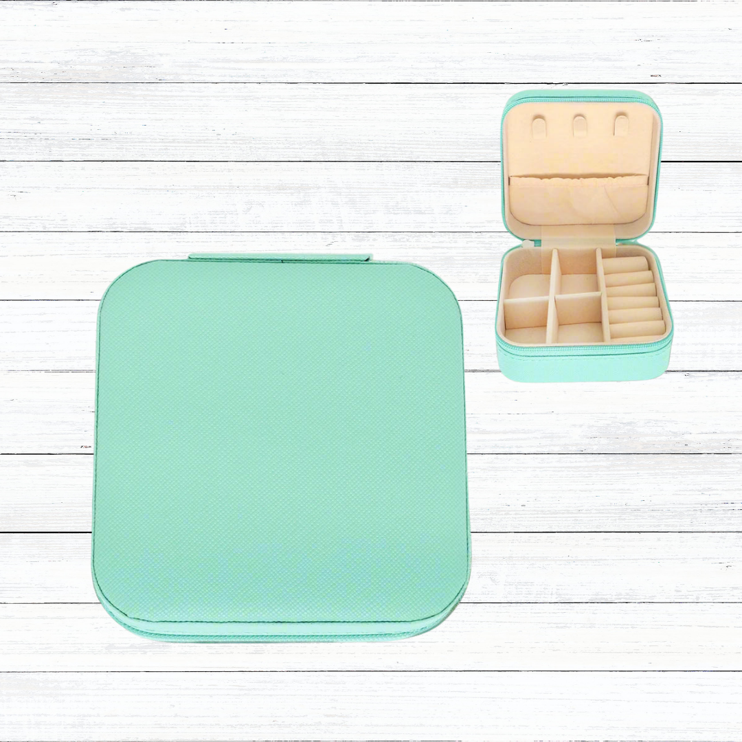 Personalized Monochromatic PU Leather Travel Jewelry Box | 5 Color Options