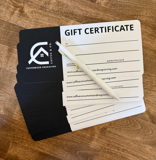 Coffee & Co Customized Engraving Gift Certificate
