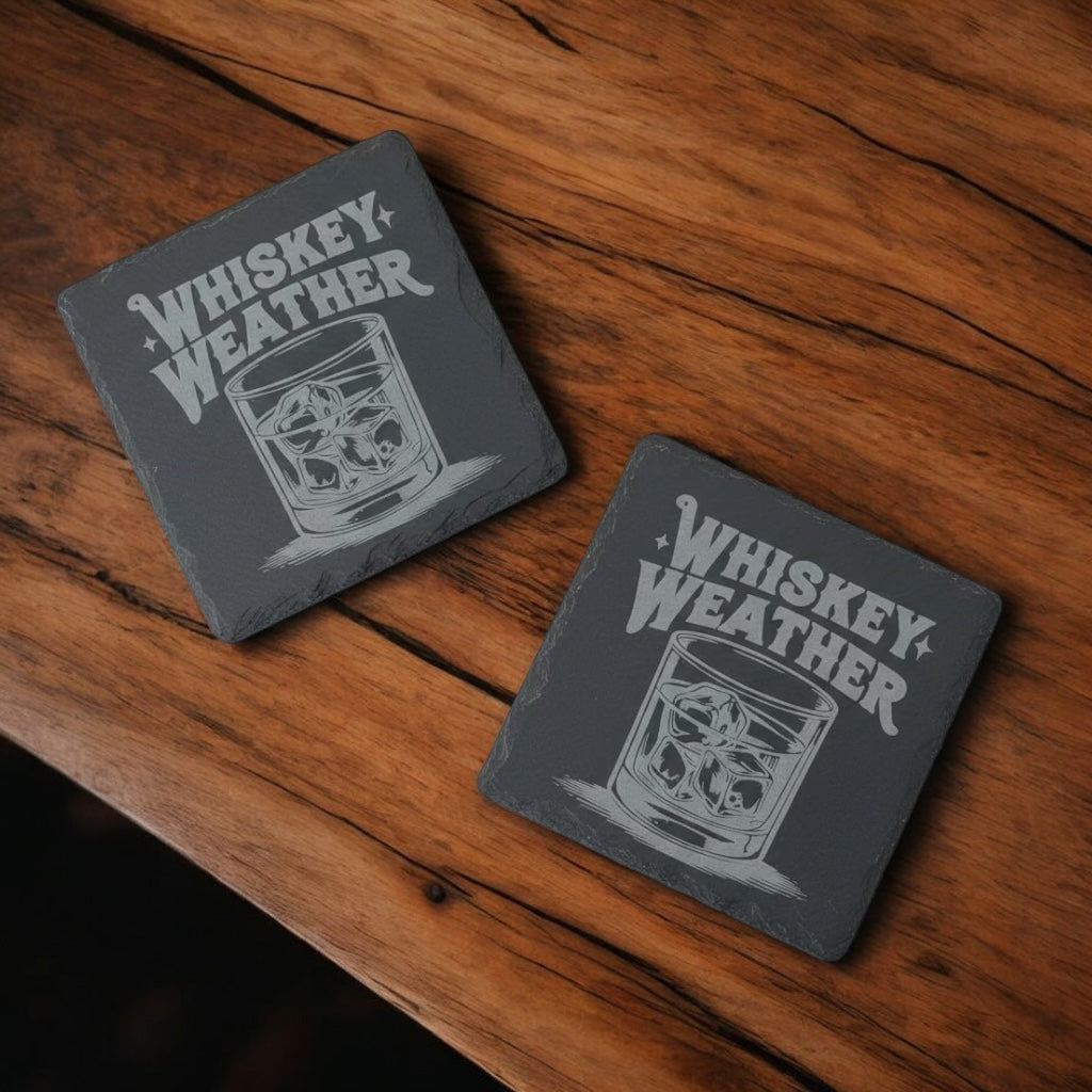 Custom Engraved Slate Coasters | Set of 2