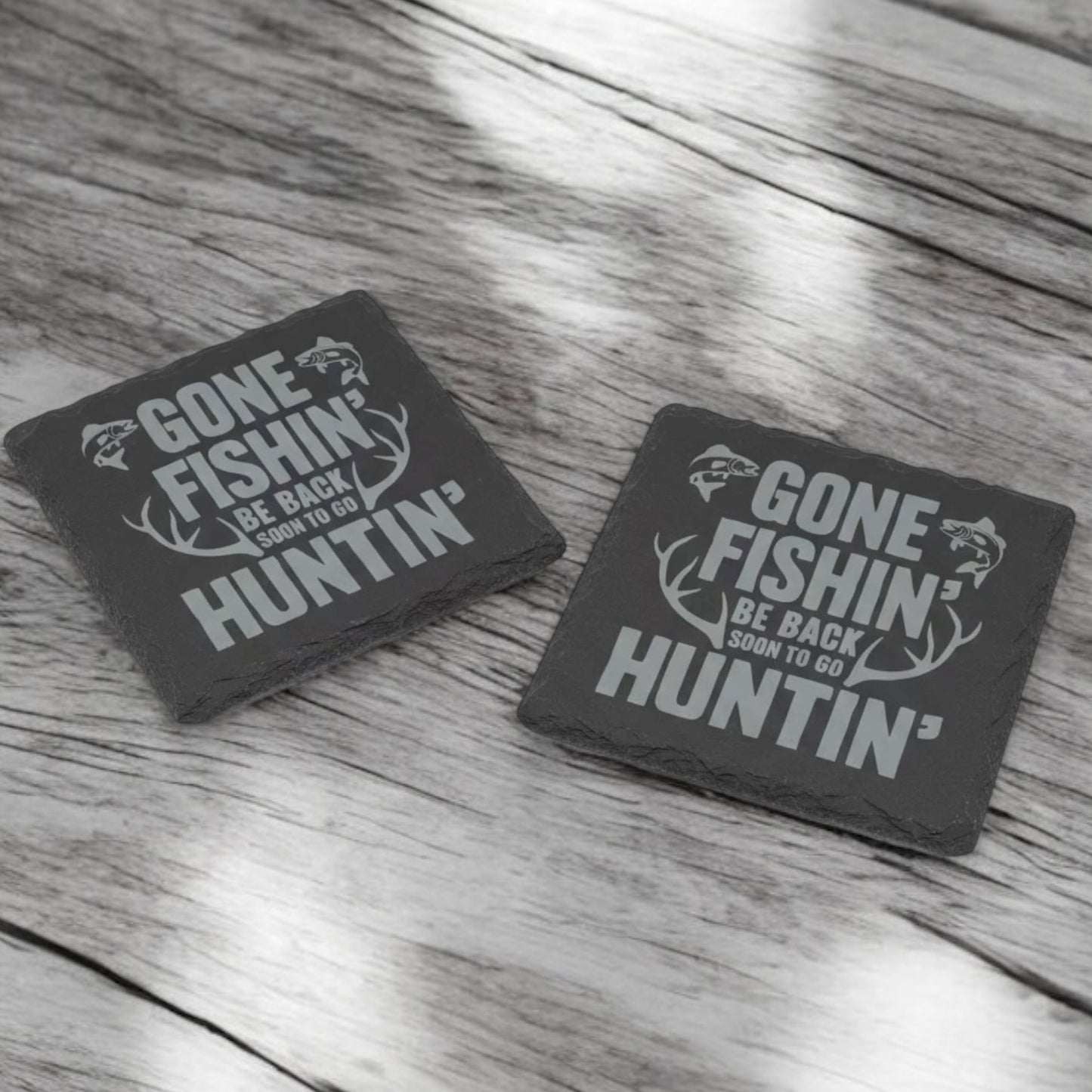 Custom Engraved Slate Coasters | Set of 2