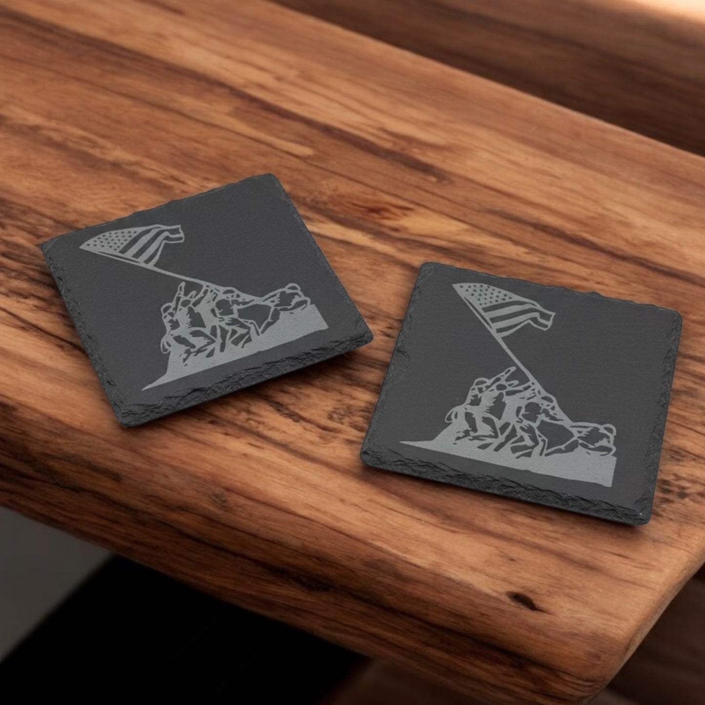 Custom Engraved Slate Coasters | Set of 2