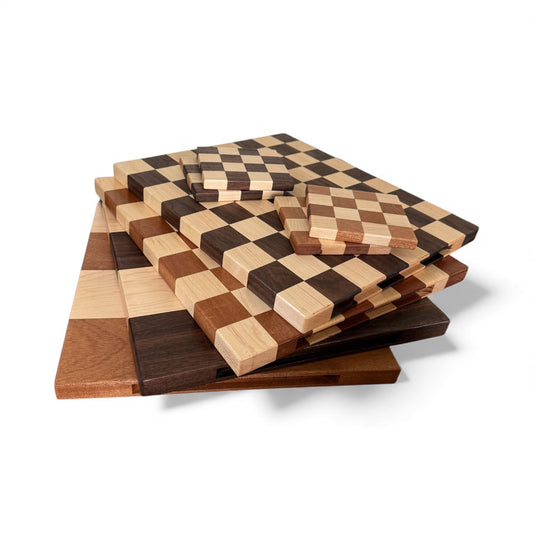 The Luxury Collection | Custom Designed and Handmade Cutting Boards | 14 x 12 Inches | Walnut, Maple & Sipo Wood