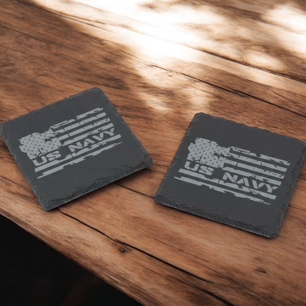 Custom Engraved Slate Coasters | Set of 2