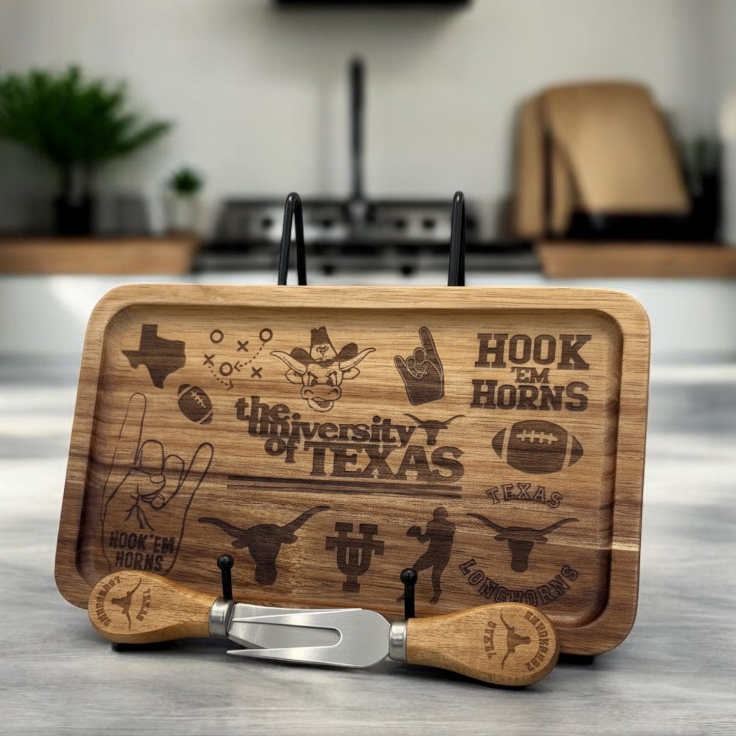 Custom Engraved Wooden Cheeseboard Sets | Includes Fork & Knife | 10x6 Inches