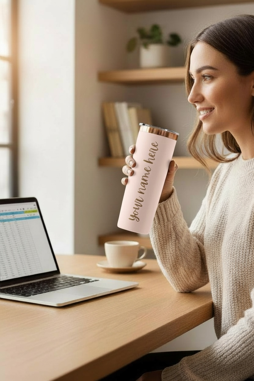 20oz Skinny Tumbler | Gold/Copper Reveal | Custom Engraving Options Available