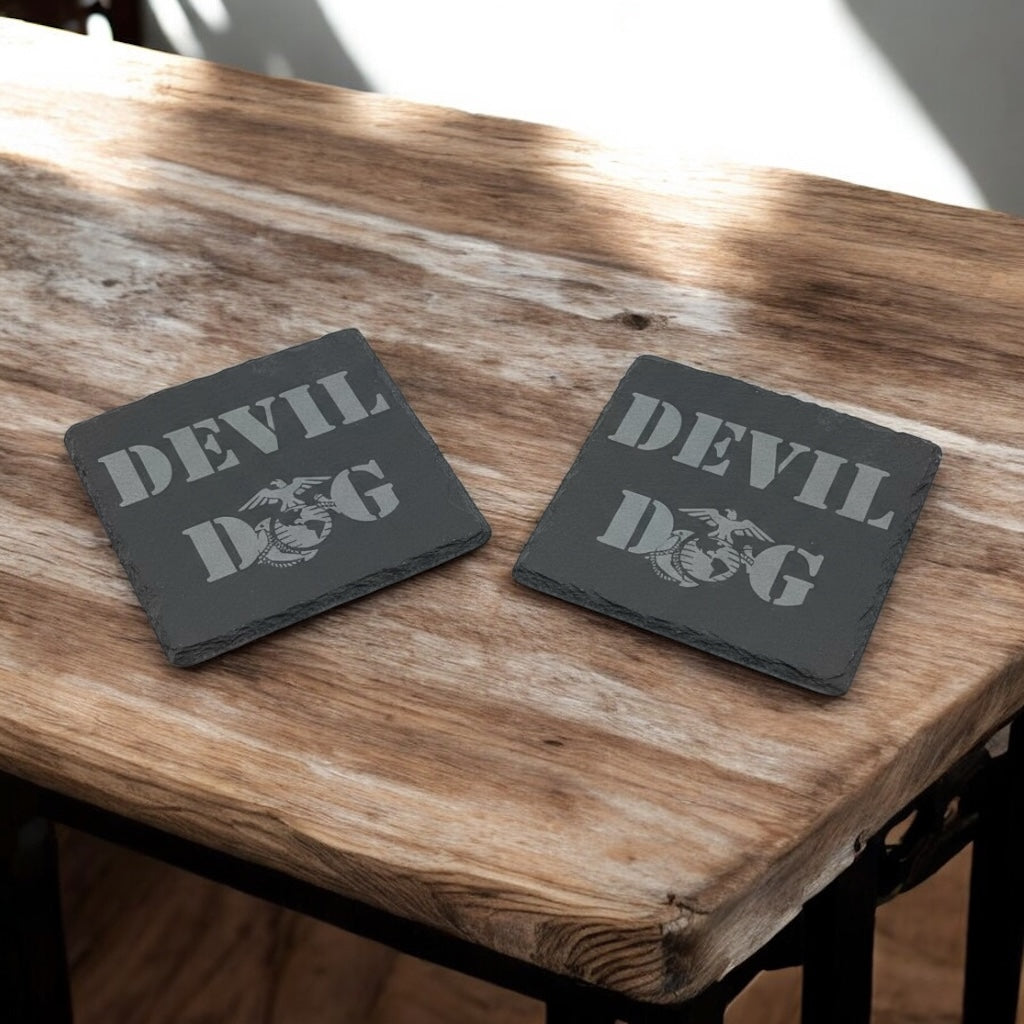 Custom Engraved Slate Coasters | Set of 2
