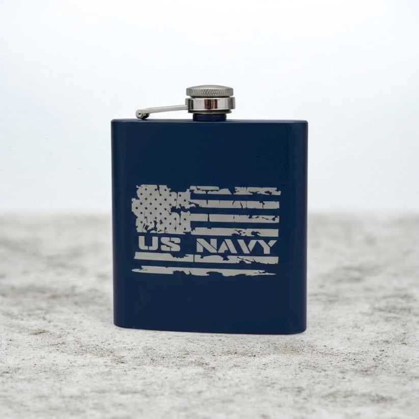 Custom Engraved Powder Coated Flasks | 6oz | With Funnel