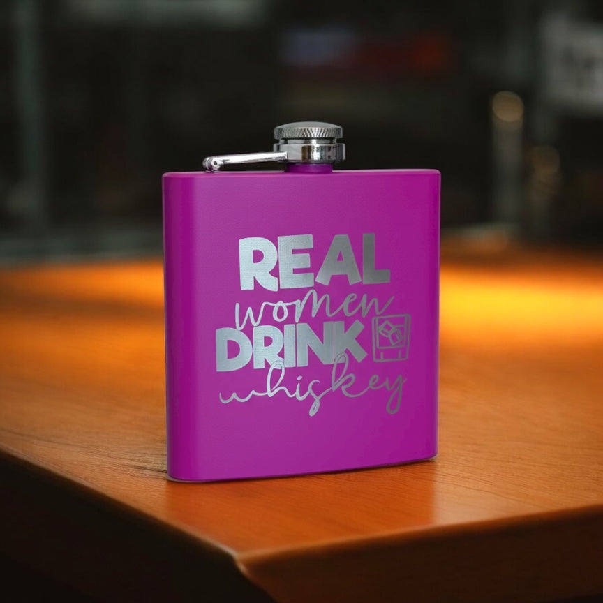 Custom Engraved Powder Coated Flasks | 6oz | With Funnel