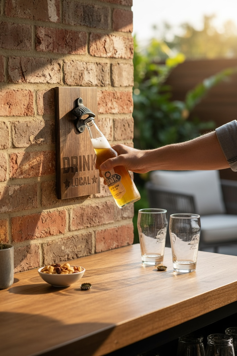 Handmade Bottle Opener Plaques | Walnut | 9.5 x 5 Inches