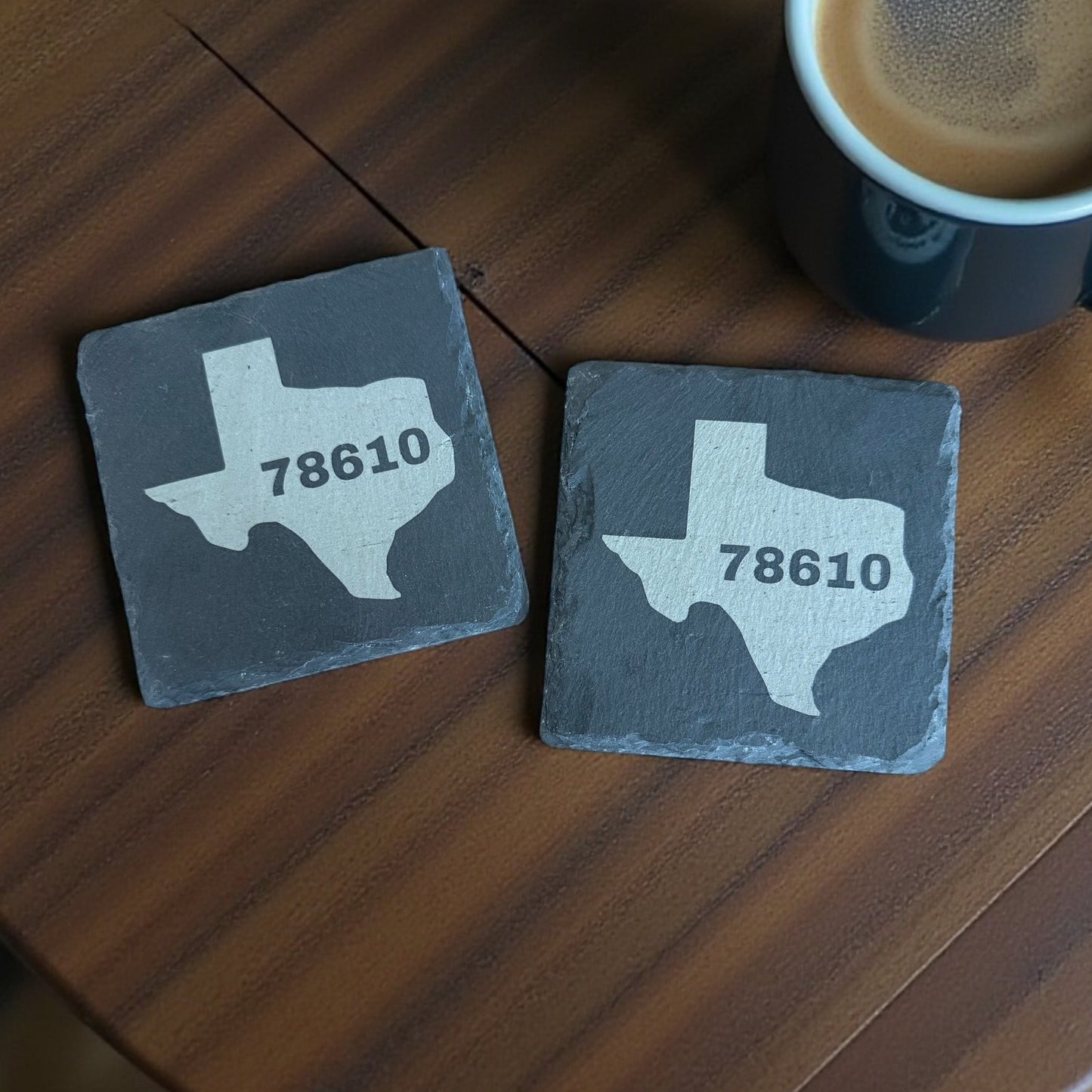 Custom Engraved Slate Coasters | Set of 2