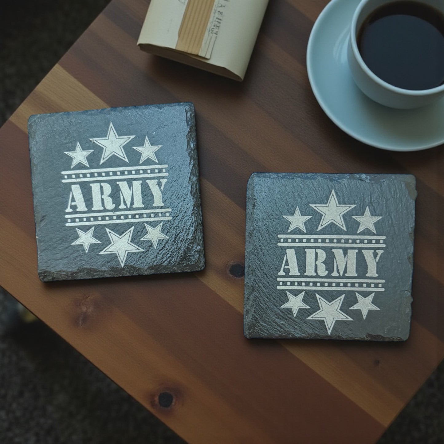 Custom Engraved Slate Coasters | Set of 2