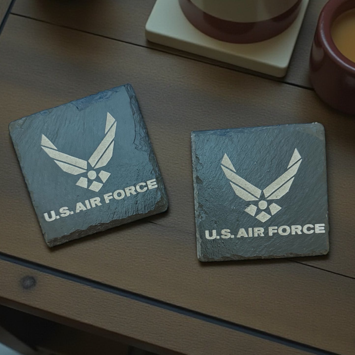 Custom Engraved Slate Coasters | Set of 2