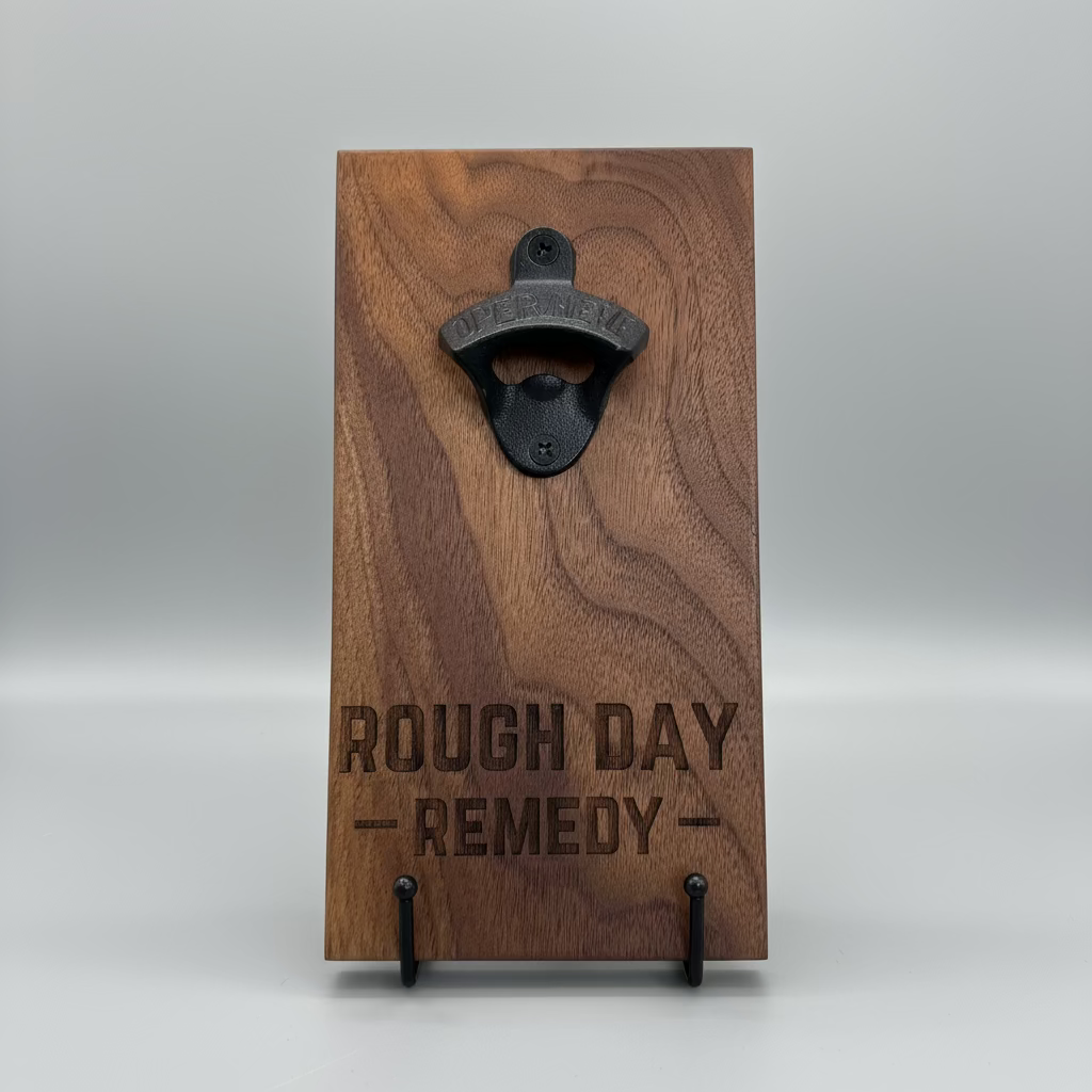 Handmade Bottle Opener Plaques | Walnut | 9.5 x 5 Inches