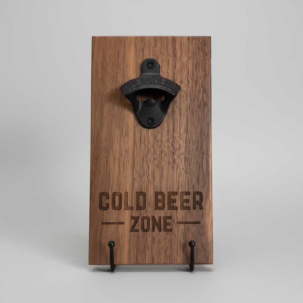 Handmade Bottle Opener Plaques | Walnut | 9.5 x 5 Inches