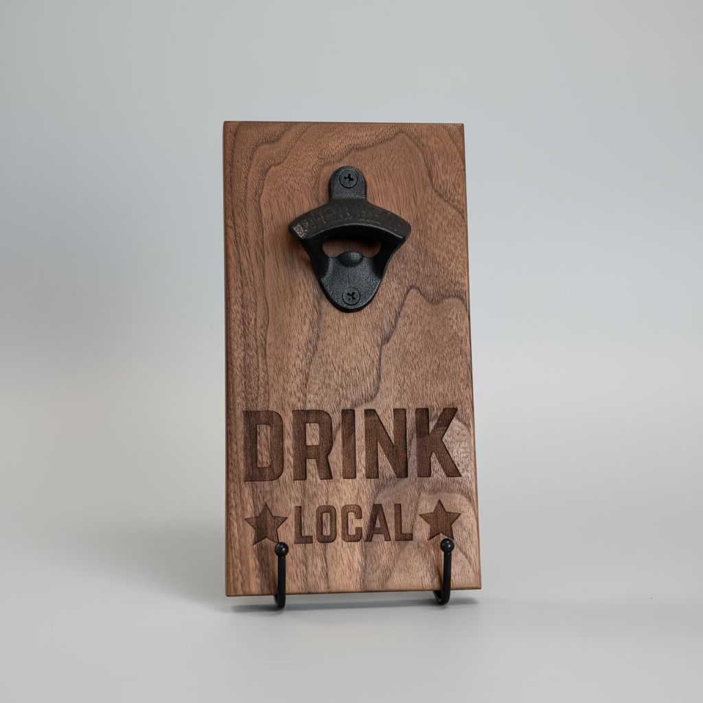 Handmade Bottle Opener Plaques | Walnut | 9.5 x 5 Inches