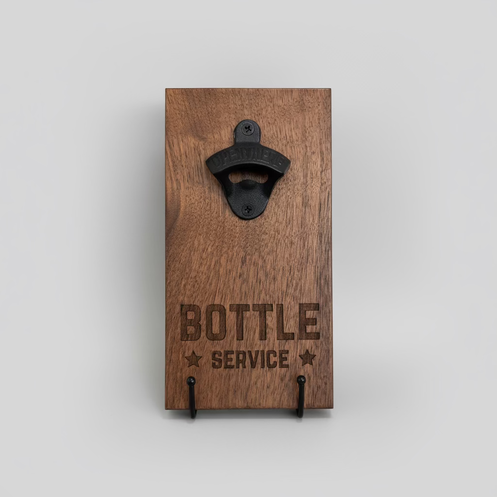 Handmade Bottle Opener Plaques | Walnut | 9.5 x 5 Inches