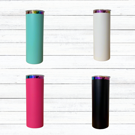 Custom Engraved 20oz Skinny Tumbler | Rainbow Reveal | 4 Color Options