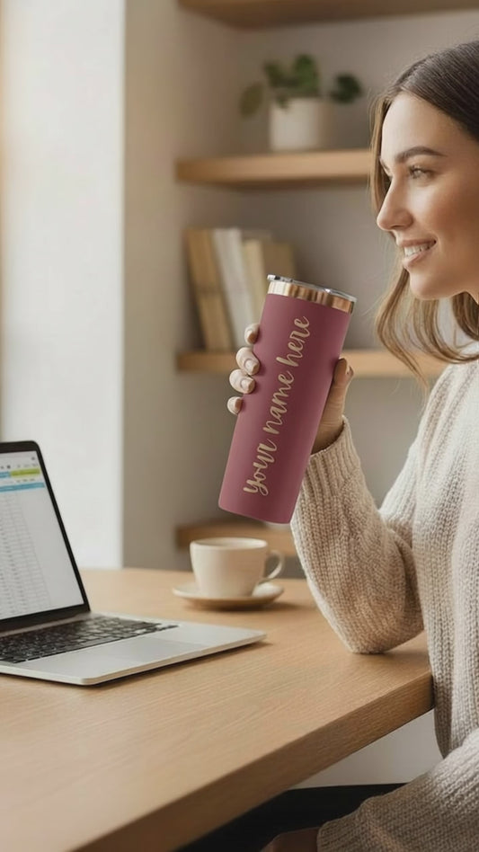 20oz Skinny Tumbler | Gold/Copper Reveal | Custom Engraving Options Available